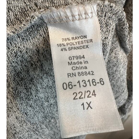 Ellos Gray Heather lightweight sweater with hood 1X Preowned - Picture 4 of 5